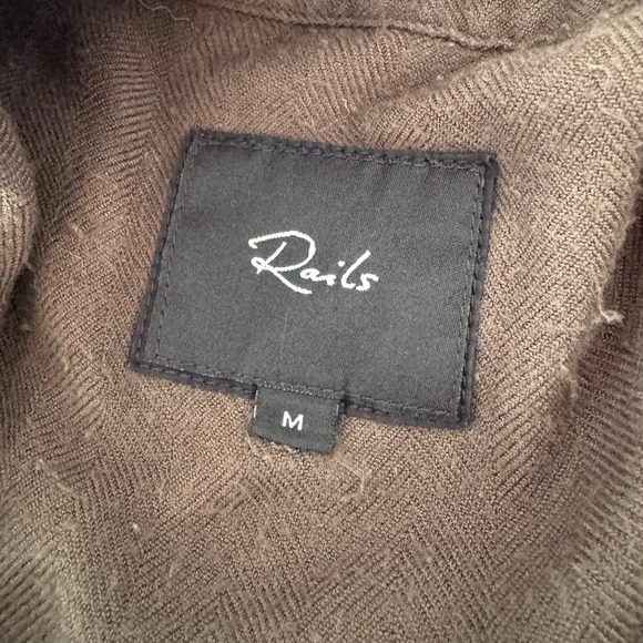 Rails Hunter Tie Dye Herringbone Button Up Shirt Olive Green Black Waves Medium - Picture 10 of 10